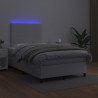 Łóżko kontynentalne z materacem i LED, białe, 120x190 cm
