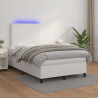 Łóżko kontynentalne z materacem i LED, białe, 120x190 cm