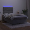 Łóżko kontynentalne z materacem i LED, ciemnoszare, 120x190 cm