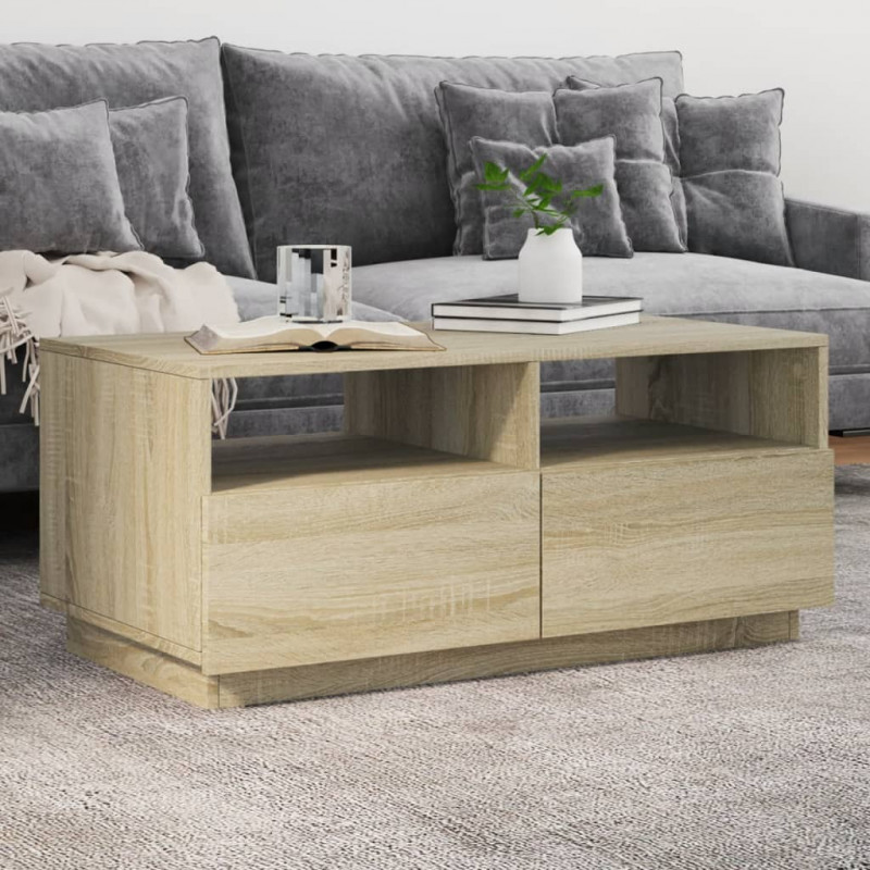 Stolik kawowy z oświetleniem LED, dąb sonoma, 90x49x40 cm