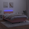 Łóżko kontynentalne z materacem i LED, róż, 120x190 cm, aksamit