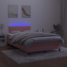 Łóżko kontynentalne z materacem i LED, róż, 120x190 cm, aksamit