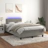 Łóżko kontynentalne z materacem i LED, jasnoszare, 120x190 cm