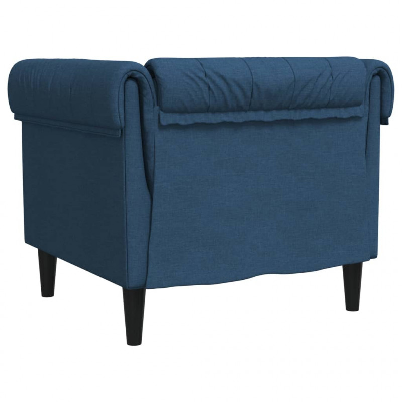 Fotel Chesterfield, niebieski, obity tkaniną