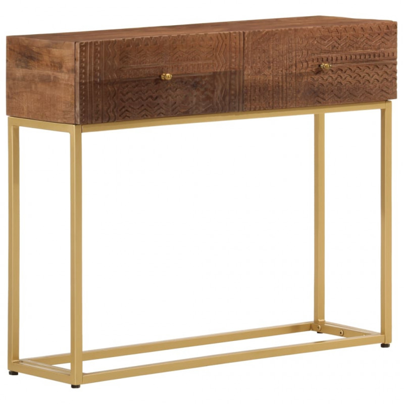 Stolik konsolowy, 90x30x76 cm, lite drewno mango i żelazo