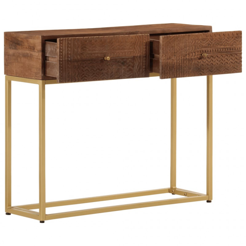 Stolik konsolowy, 90x30x76 cm, lite drewno mango i żelazo