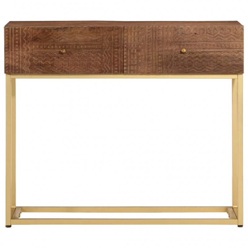 Stolik konsolowy, 90x30x76 cm, lite drewno mango i żelazo