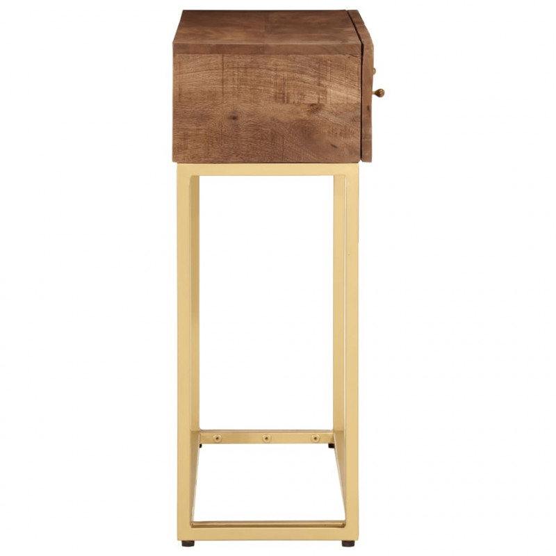 Stolik konsolowy, 90x30x76 cm, lite drewno mango i żelazo