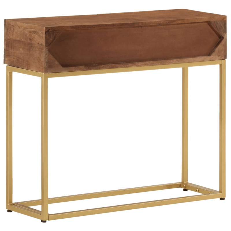 Stolik konsolowy, 90x30x76 cm, lite drewno mango i żelazo