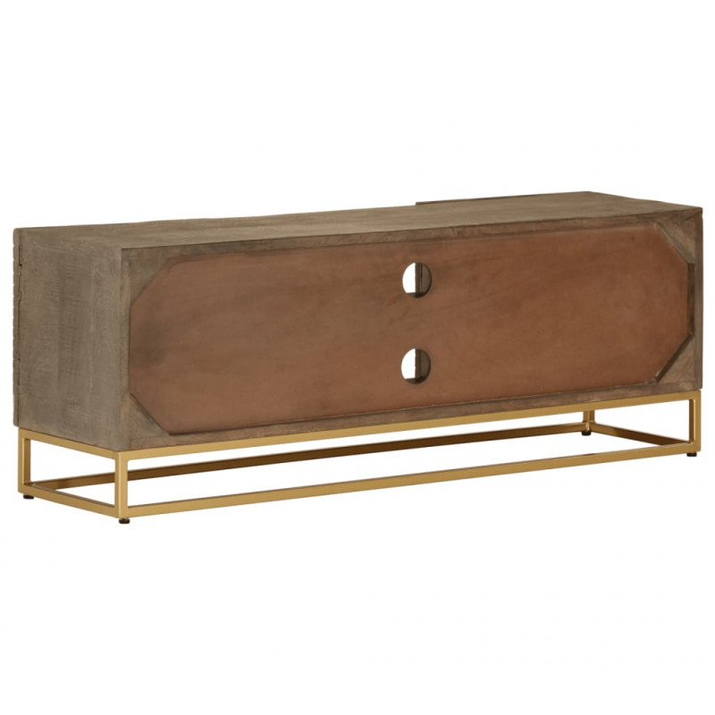 Szafka pod TV, 110x30x40 cm, lite drewno mango i żelazo