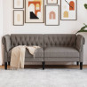 Sofa Chesterfield, dwuosobowa, kolor taupe, obita tkaniną