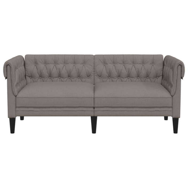 Sofa Chesterfield, dwuosobowa, kolor taupe, obita tkaniną