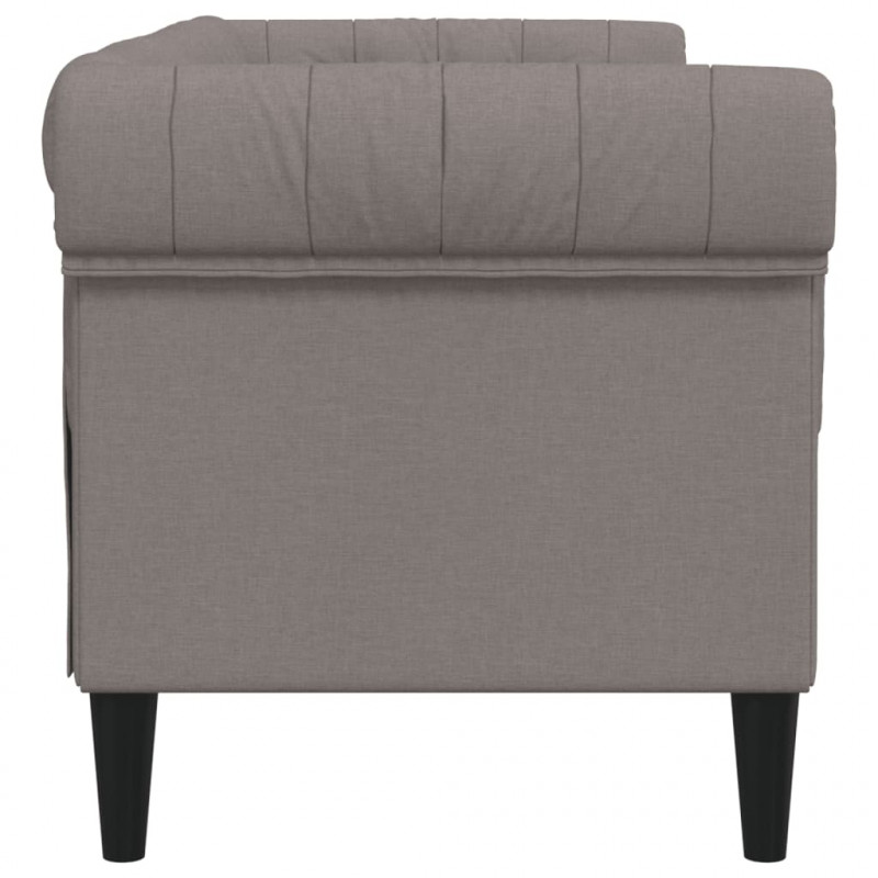 Sofa Chesterfield, dwuosobowa, kolor taupe, obita tkaniną