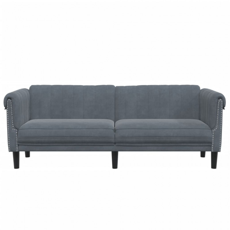 Sofa 3-osobowa, ciemnoszara, tapicerowana aksamitem