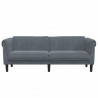 Sofa 3-osobowa, ciemnoszara, tapicerowana aksamitem