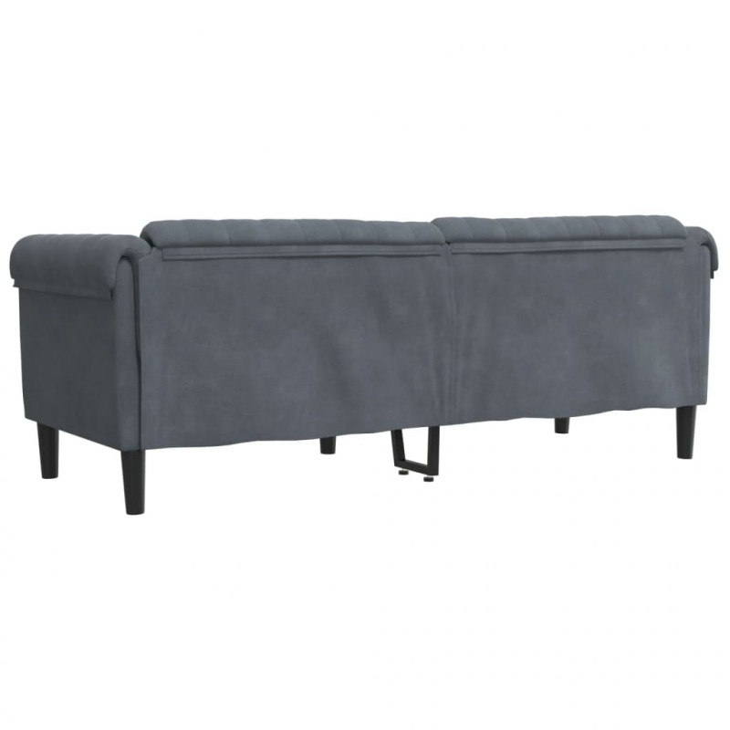 Sofa 3-osobowa, ciemnoszara, tapicerowana aksamitem