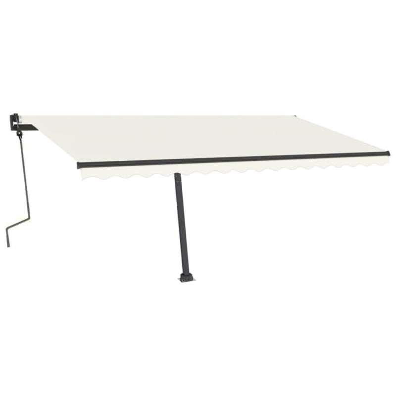 Ręcznie zwijana markiza z LED, 450 x 300 cm, kremowa