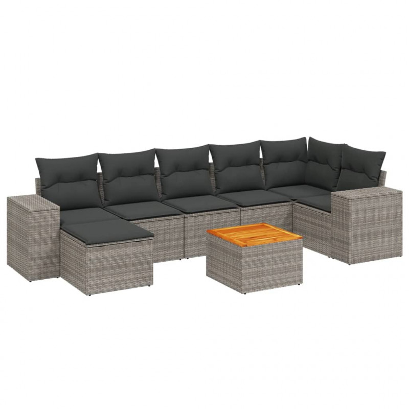 8-cz. zestaw mebli ogrodowych z poduszkami, szary, polirattan