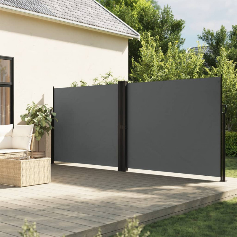 Zwijana markiza boczna na taras, antracytowa, 180 x 600 cm