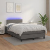 Łóżko kontynentalne z materacem i LED, szare, 120x190 cm