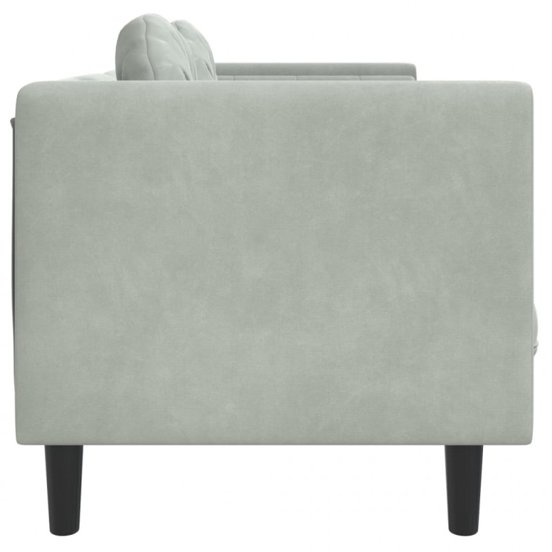 Sofa 3-osobowa z poduszkami, jasnoszara, aksamit
