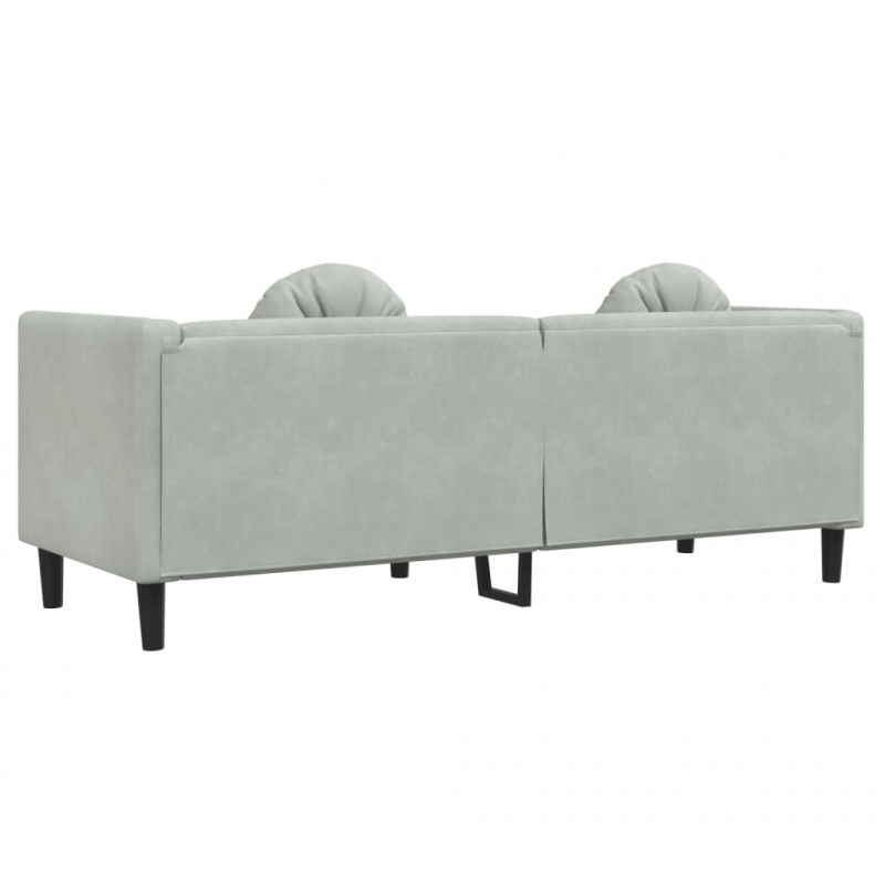 Sofa 3-osobowa z poduszkami, jasnoszara, aksamit