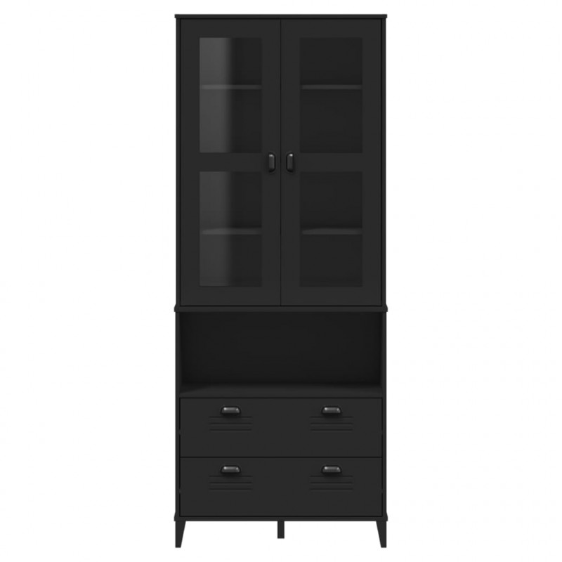 Kredens VIKEN, czarny, 80x40x200 cm, lite drewno sosnowe