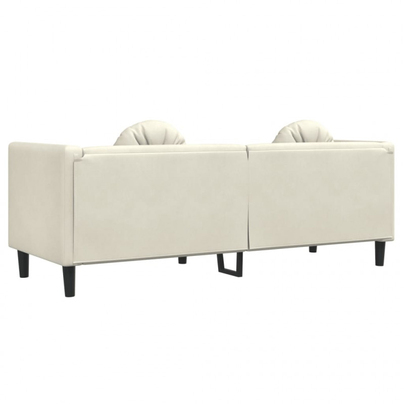 Sofa 3-osobowa z poduszkami, kremowa, aksamit