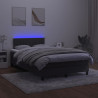 Łóżko kontynentalne z materacem i LED, czarne, 120x190 cm