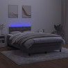 Łóżko kontynentalne z materacem i LED, ciemnoszare, 120x190 cm
