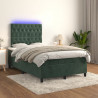 Łóżko kontynentalne z materacem i LED, ciemna zieleń, 120x190cm