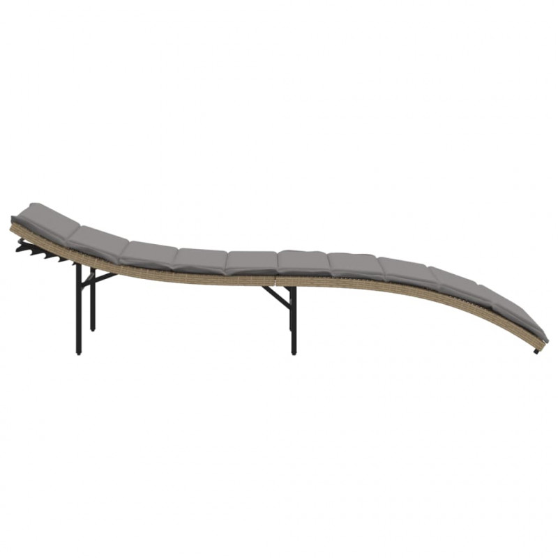 Leżak z poduszką, beżowy, 55x199x50 cm, polirattan