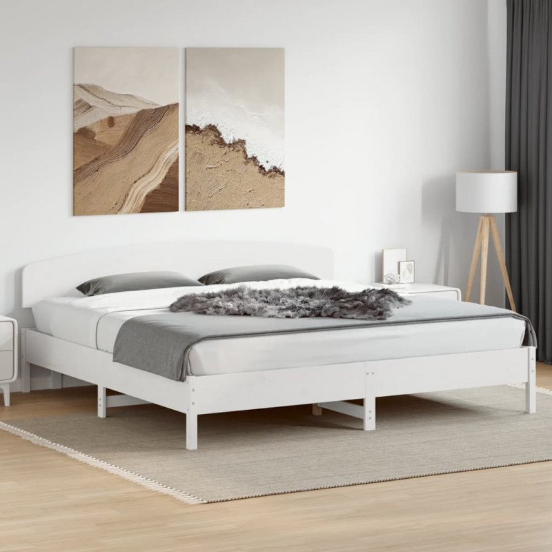 Łóżko bez materaca, białe, 200x200 cm, lite drewno sosnowe