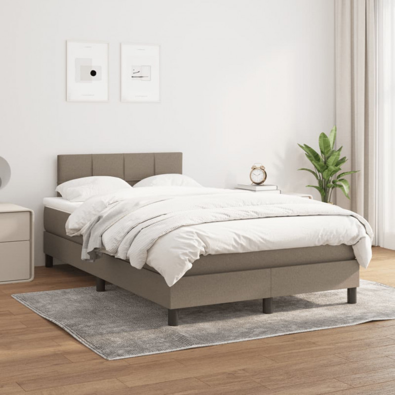 Łóżko kontynentalne z materacem, taupe, 120x190 cm, tkanina