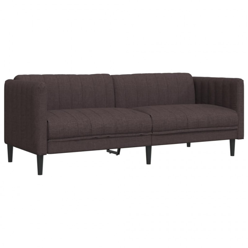 Sofa 3-osobowa, ciemnobrązowa, tapicerowana tkaniną