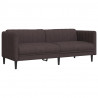 Sofa 3-osobowa, ciemnobrązowa, tapicerowana tkaniną