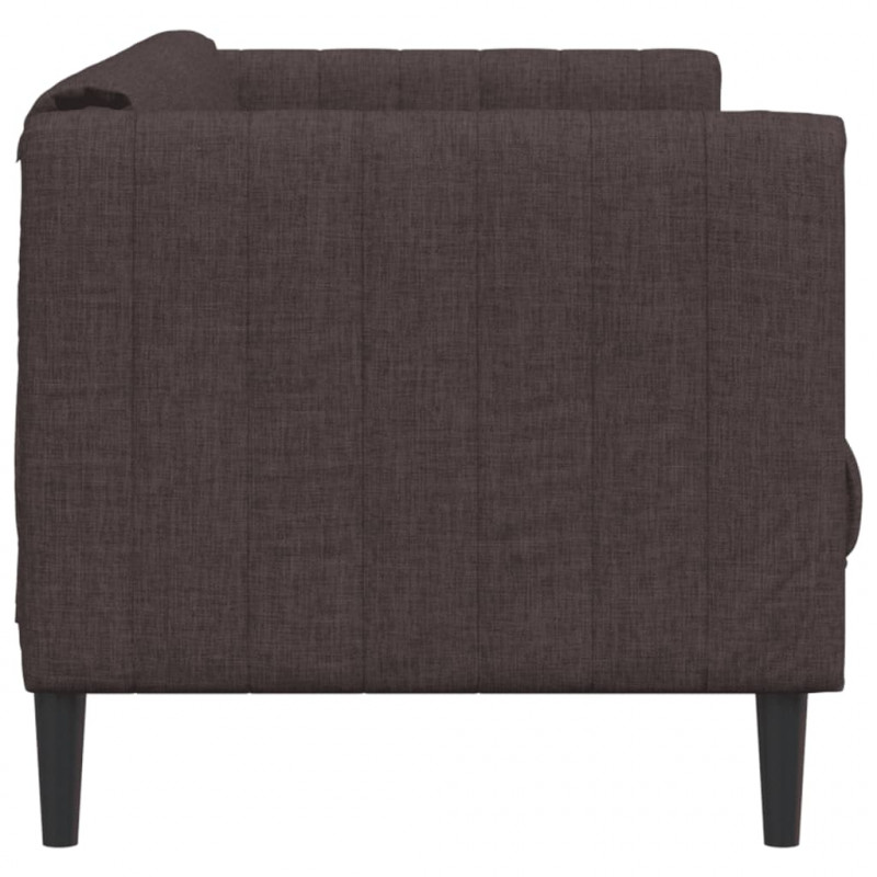 Sofa 3-osobowa, ciemnobrązowa, tapicerowana tkaniną