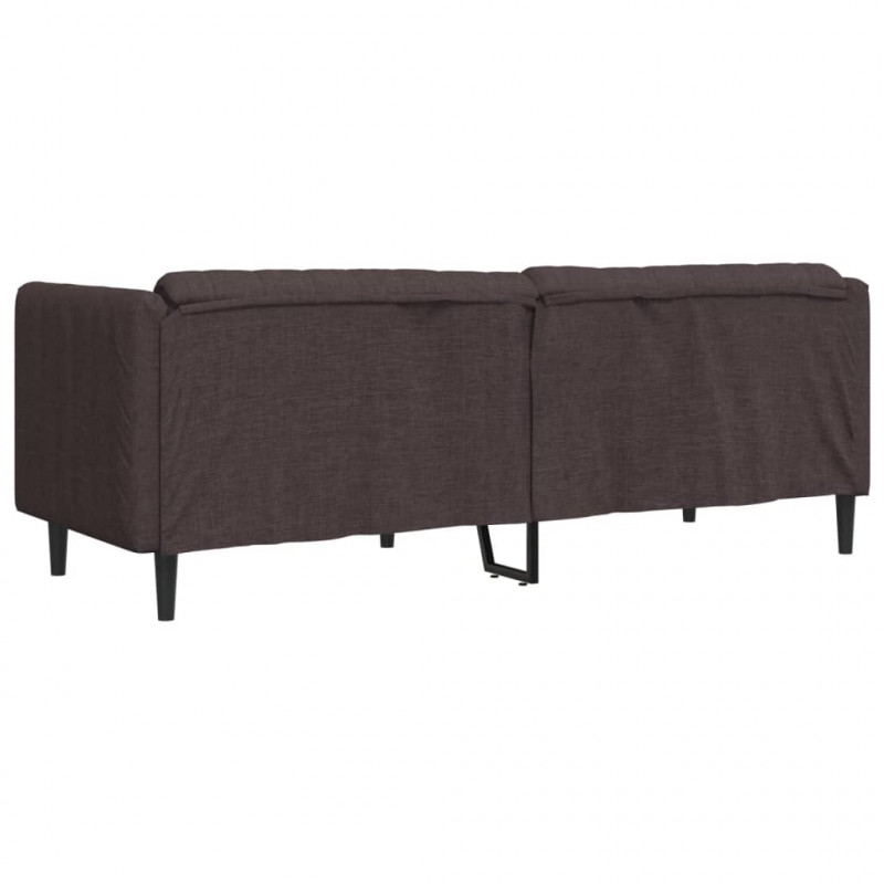Sofa 3-osobowa, ciemnobrązowa, tapicerowana tkaniną