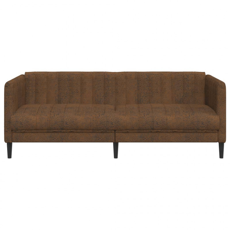 Sofa 3-os., brązowa, sztuczna skóra zamszowa