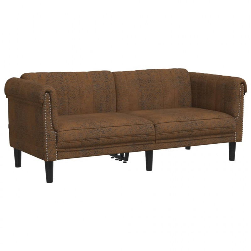 Sofa 2-os., brązowa, sztuczna skóra zamszowa