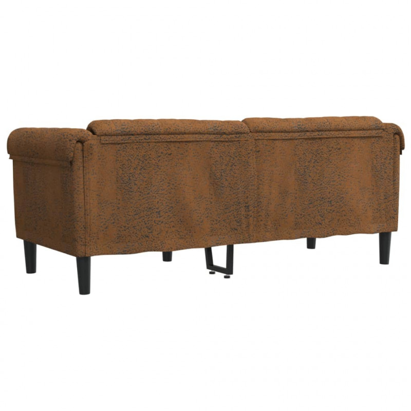 Sofa 2-os., brązowa, sztuczna skóra zamszowa