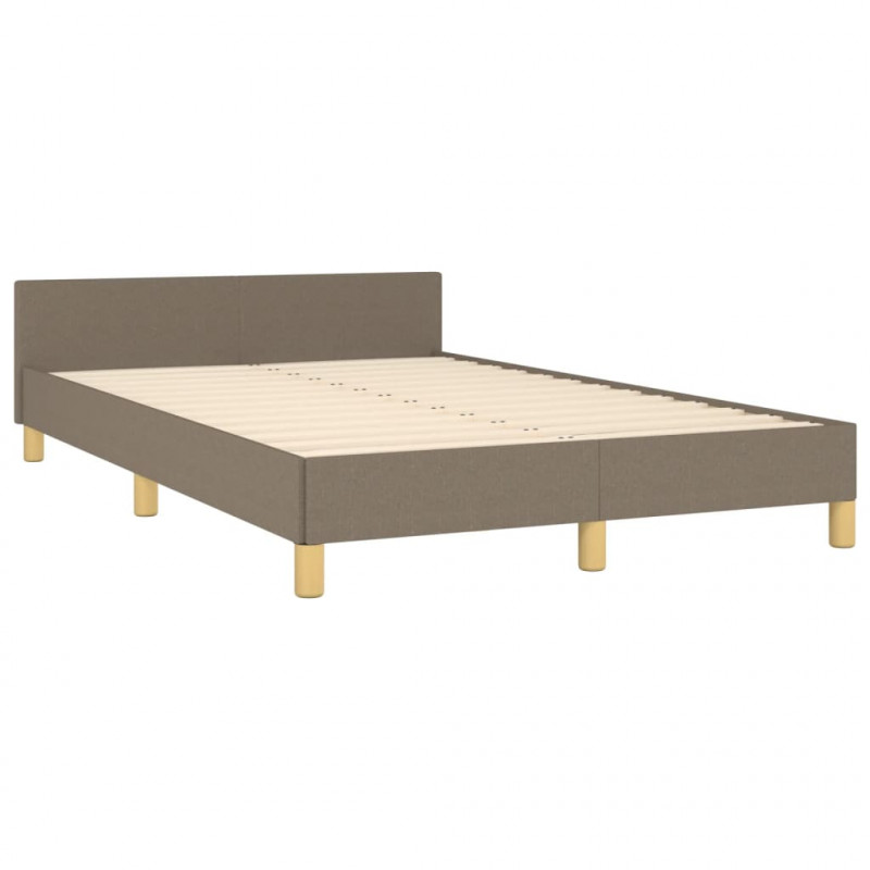 Rama łóżka z wezgłowiem, taupe, 120x190 cm, tkanina