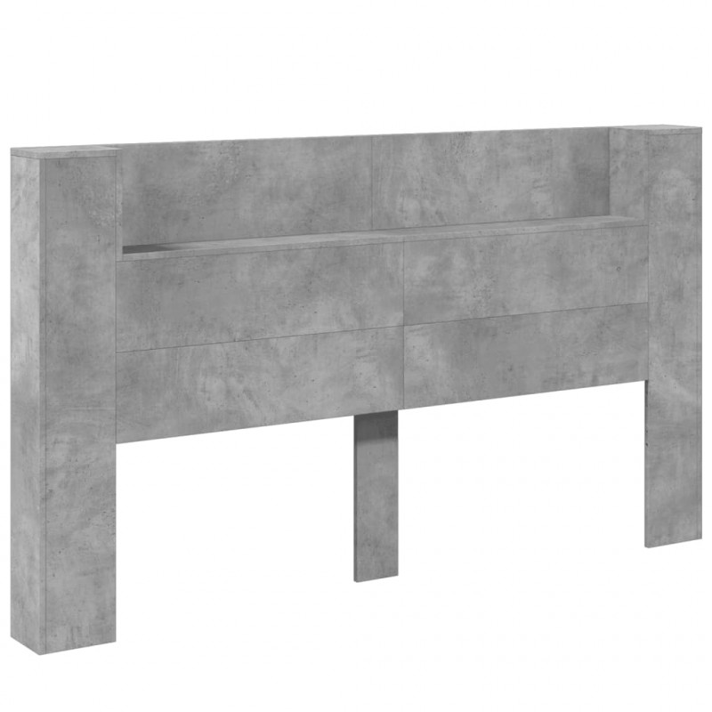 Zagłówek z półką i LED, szarość betonu, 180x16,5x103,5 cm