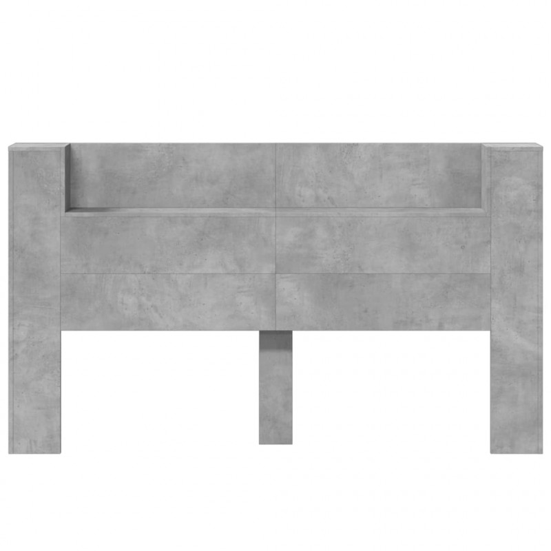 Zagłówek z półką i LED, szarość betonu, 180x16,5x103,5 cm