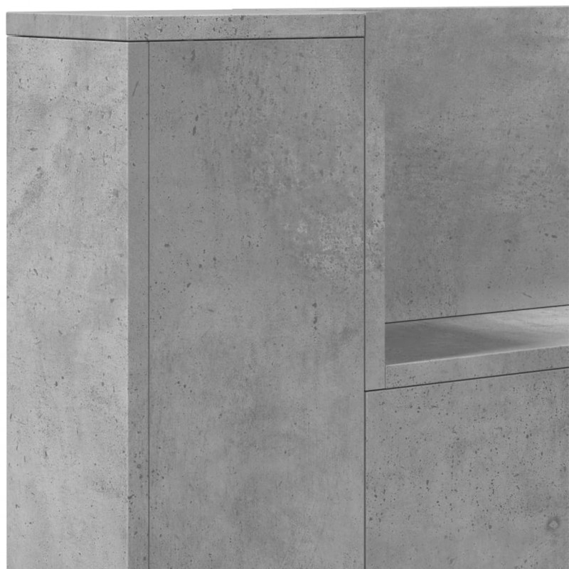 Zagłówek z półką i LED, szarość betonu, 180x16,5x103,5 cm