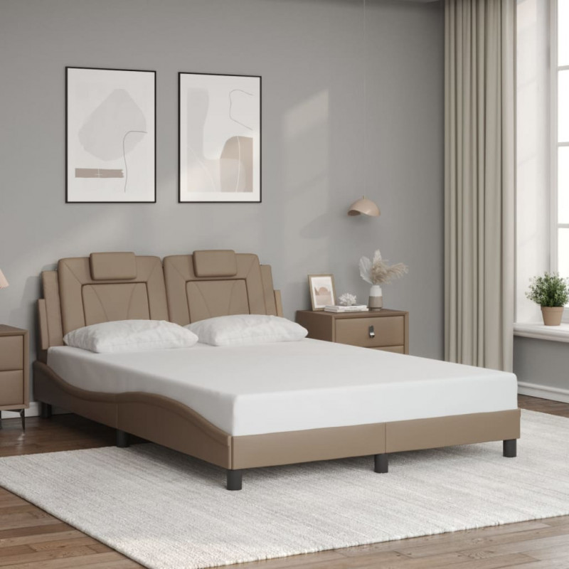 Rama łóżka z LED, cappuccino, 120x200 cm, sztuczna skóra