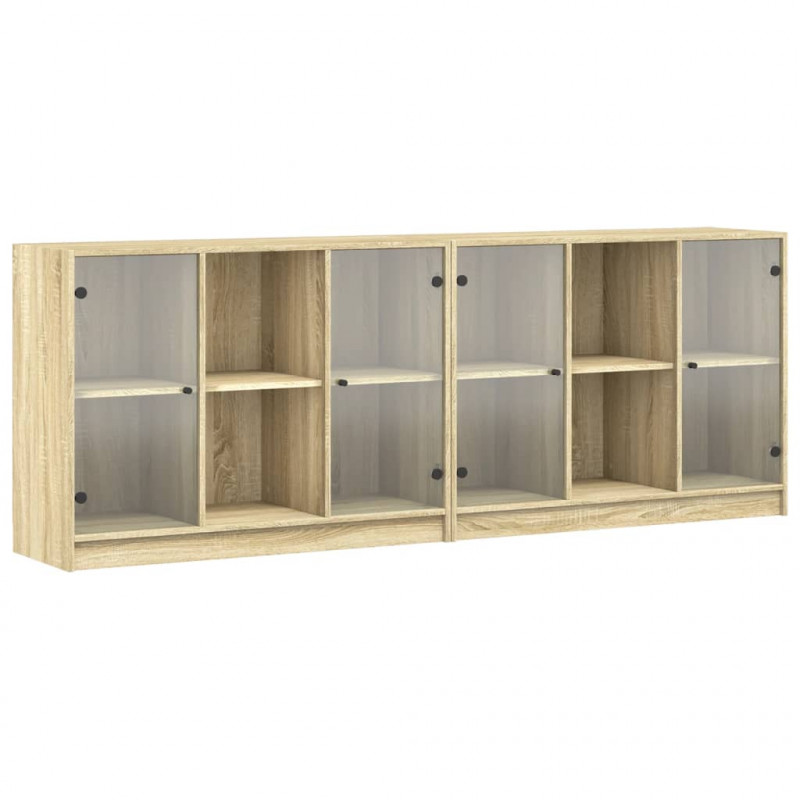 Biblioteczka z drzwiczkami, dąb sonoma, 204x37x75 cm