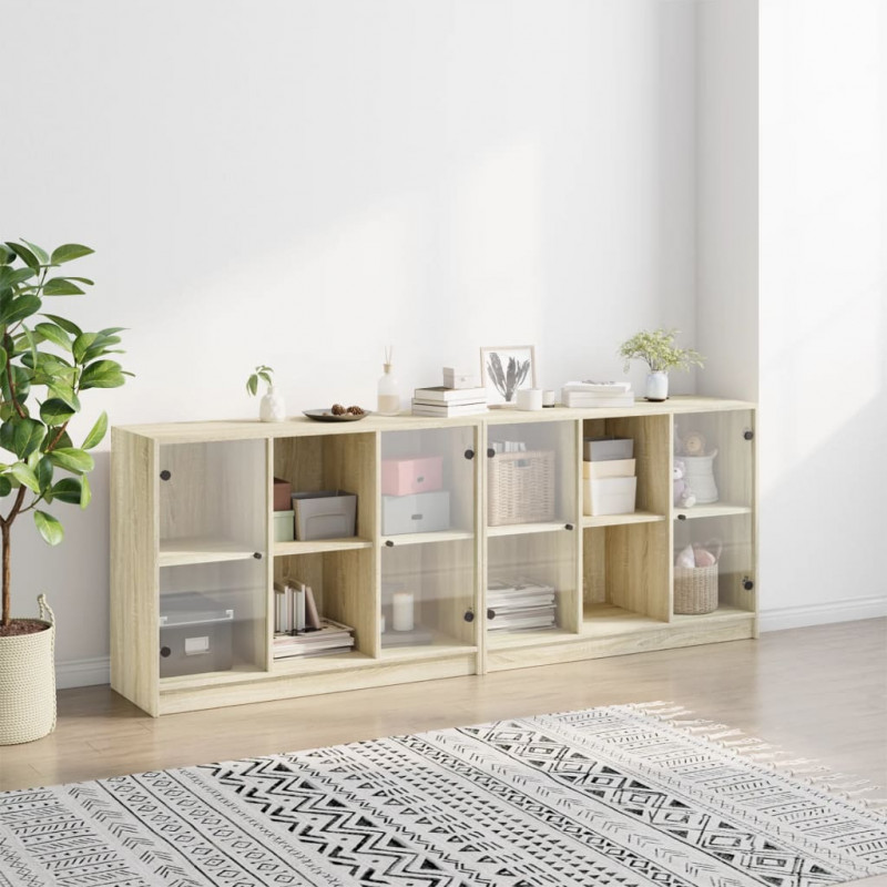 Biblioteczka z drzwiczkami, dąb sonoma, 204x37x75 cm