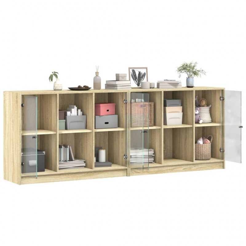 Biblioteczka z drzwiczkami, dąb sonoma, 204x37x75 cm
