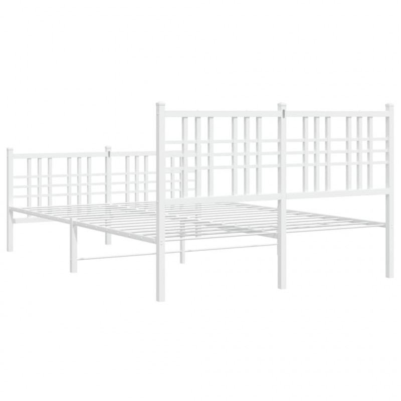 Metalowa rama łóżka z wezgłowiem i zanóżkiem, biała, 120x200 cm